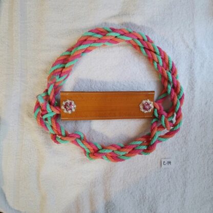 custom pink and green cattle halter with monogram for stock shows